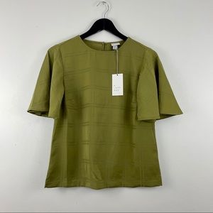 NWT A New Day Olive Green Flutter Sleeve Blouse XS